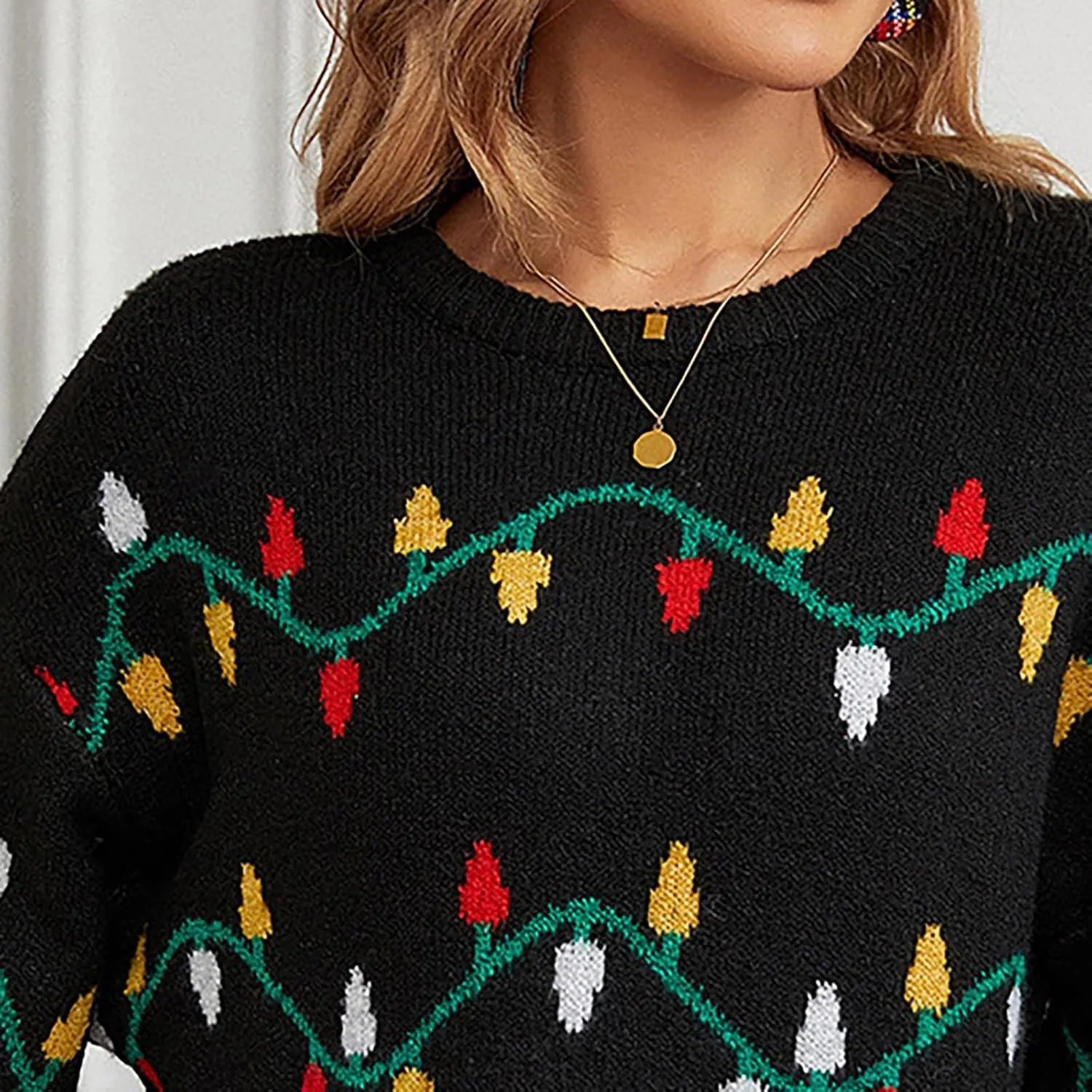 Womens Casual Tops Warm Christmas Print Cardigan Sweater Knit Pullover Crewneck Hoodie Fall Sweaters Women's Tops