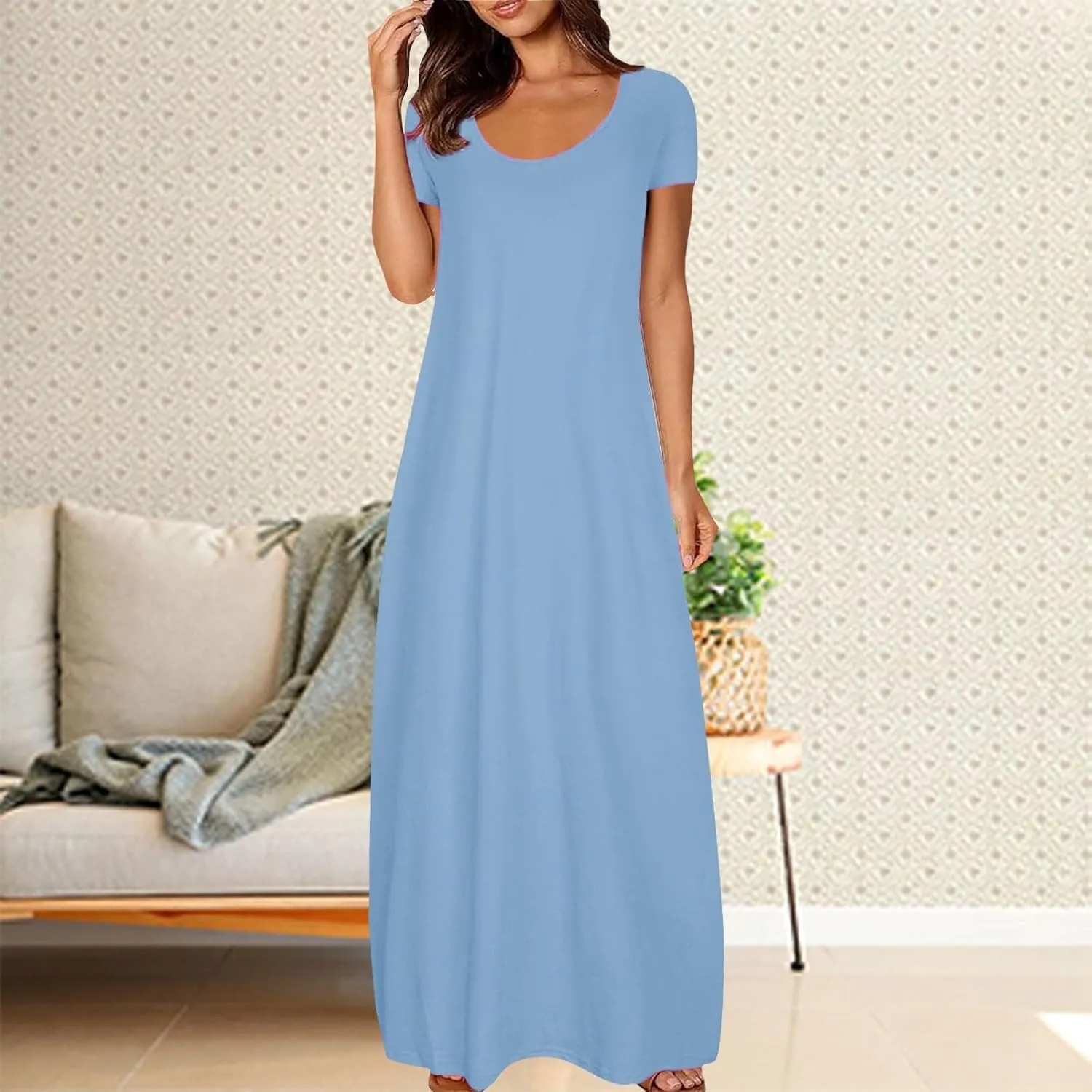 Women's Classic A-Line Dress with Pockets Comfort Fit Jersey Short Sleeve Casual Dresses