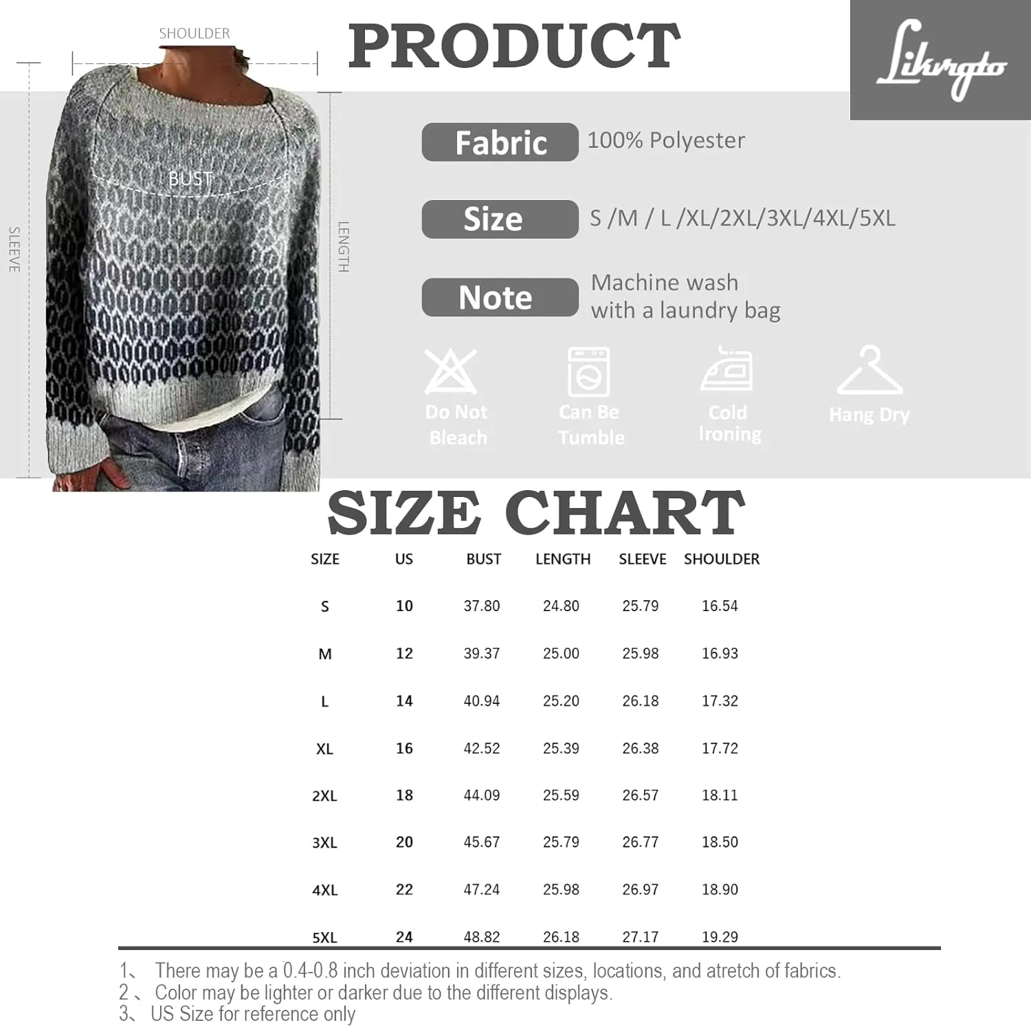 Women's Crewneck Fair Isle Knit Sweater Vintage Boho Aztec Print Oversized Pullover Top Knitwear