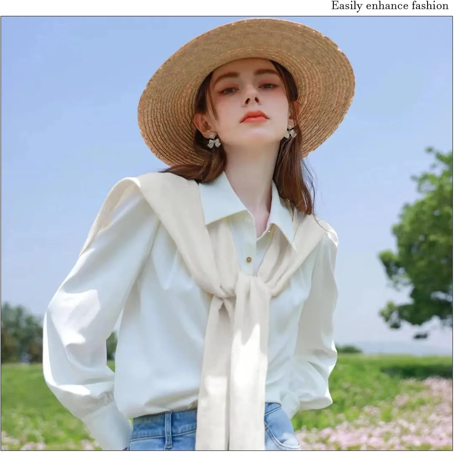 Women's Fashion Knitted Shawl - Khaki Sweater Shawl for Air-Conditioned Rooms