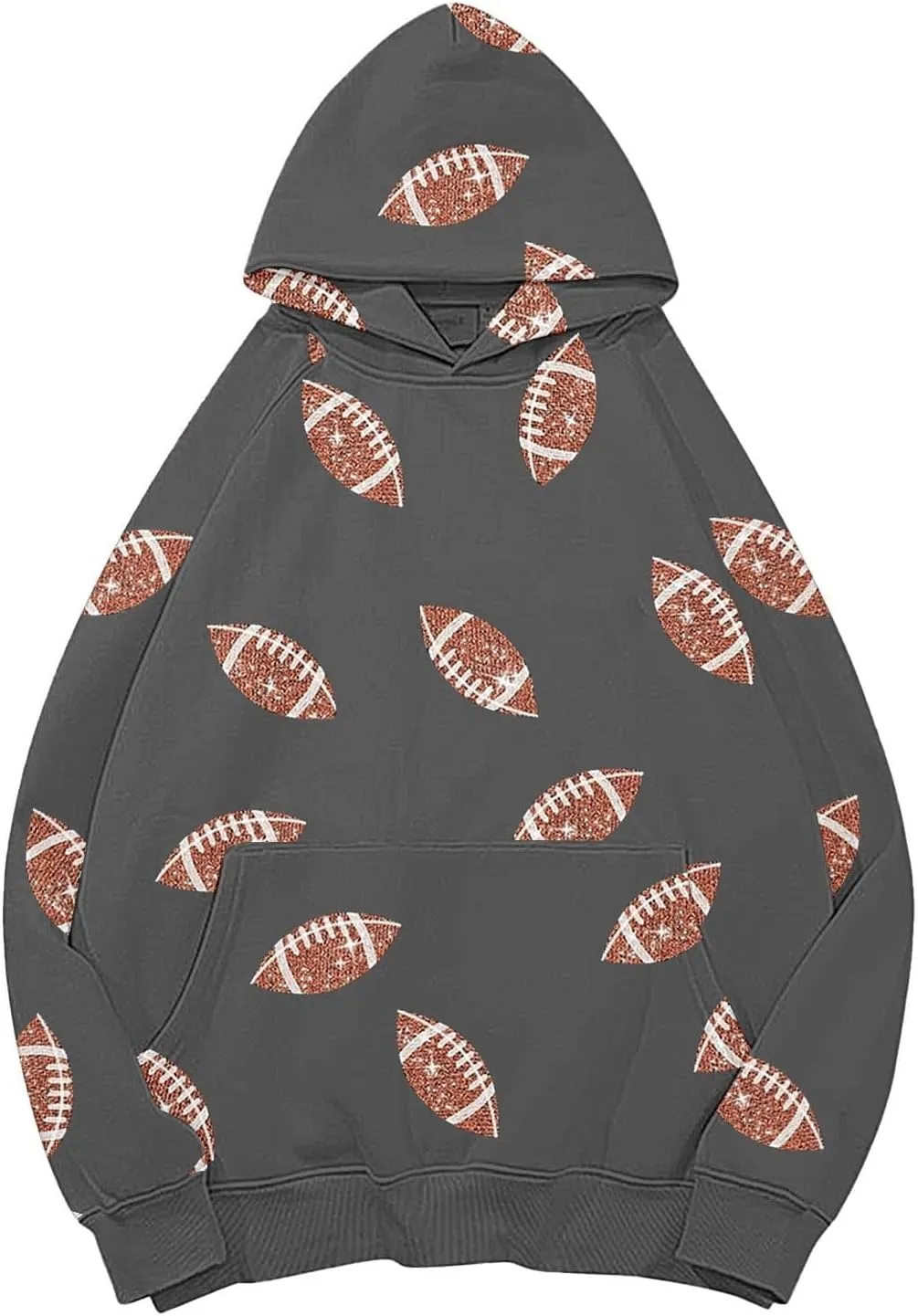 Womens Football Sequin Y2k Sweatshirt Crewneck Letter Graphic Pullover Long Sleeve Sweatshirt for Women 2024