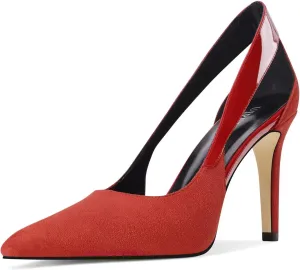 Women's High Heels Closed Toe Pumps Stiletto High Heels Pointed Toe Wedding Suede Pumps Party Dress Shoes