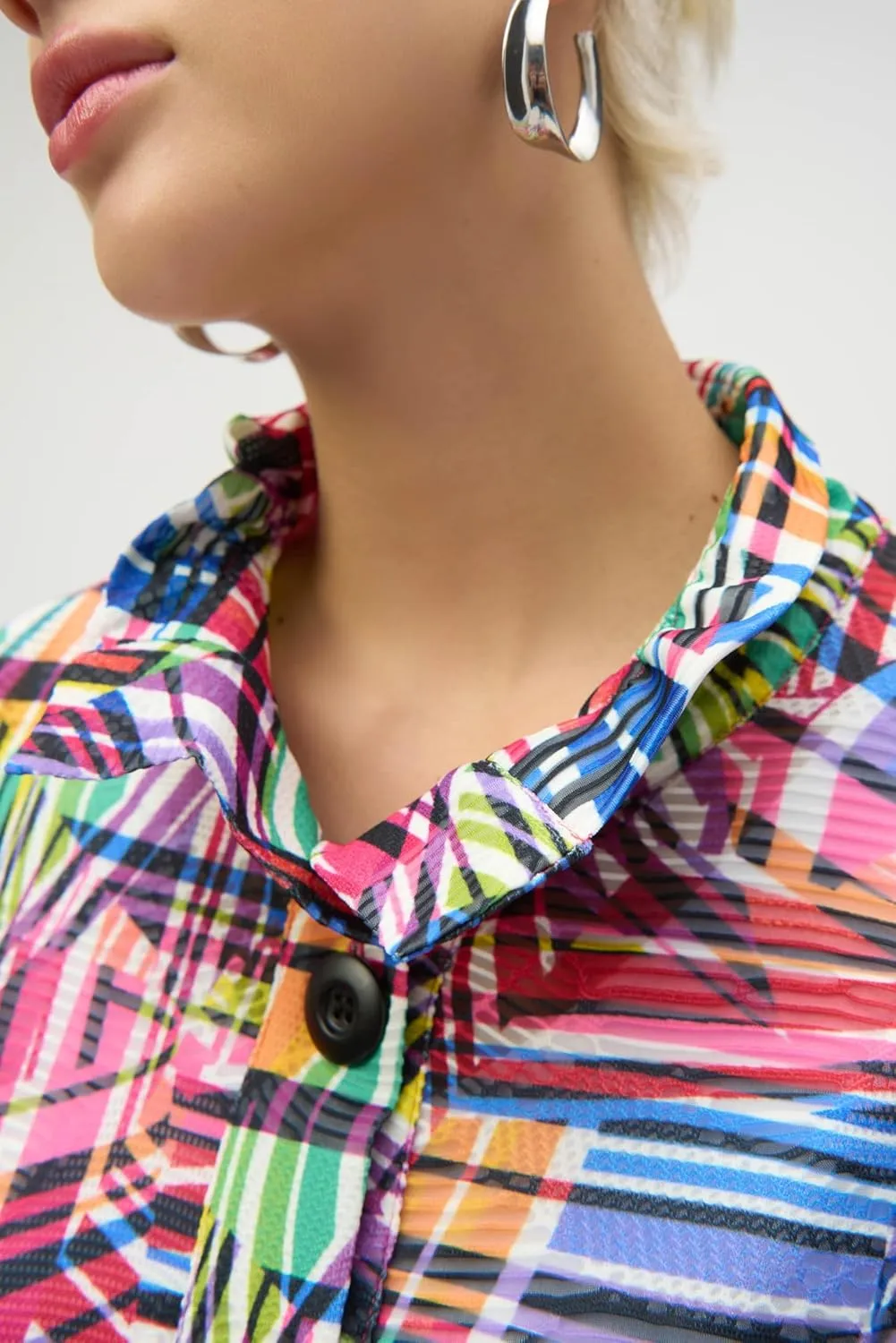 Women's Jacquard Stripe Patchwork Print Trapeze Jacket