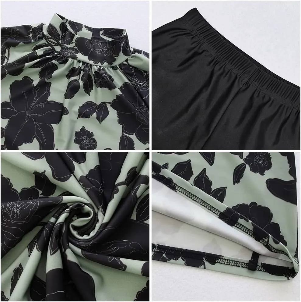 Womens Muslim Swimsuits Solid Color Swim Full Coverage Swimwear Modest Islamic Arabic Ladies Swimming Burkini Bathing Suit