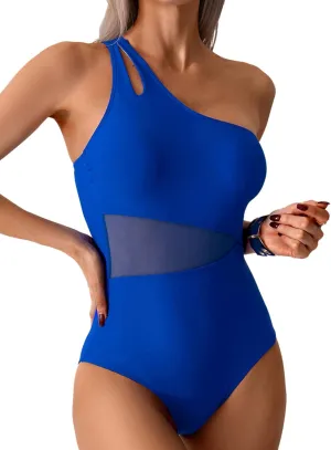 Womens One Shoulder One-Piece Swimsuits Bathing Suits Tummy Control Full Coverage Slimming Swimwear