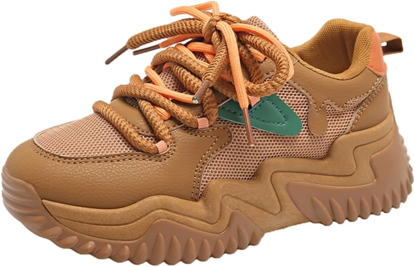 Women's Platform Sneakers, Fashion Chunky Casual Shoes with Colorful Patchwork and Retro Braided Design for Walking