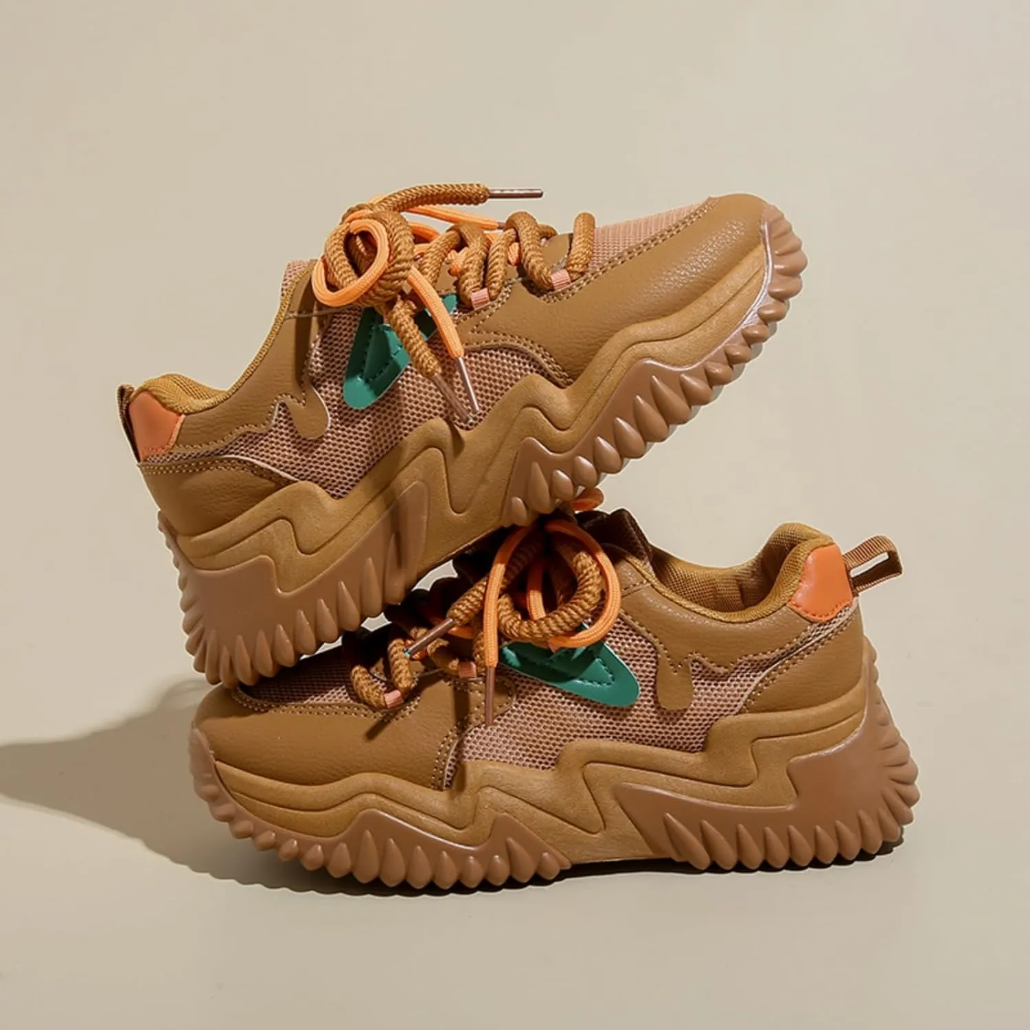 Women's Platform Sneakers, Fashion Chunky Casual Shoes with Colorful Patchwork and Retro Braided Design for Walking