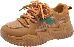 Women's Platform Sneakers, Fashion Chunky Casual Shoes with Colorful Patchwork and Retro Braided Design for Walking