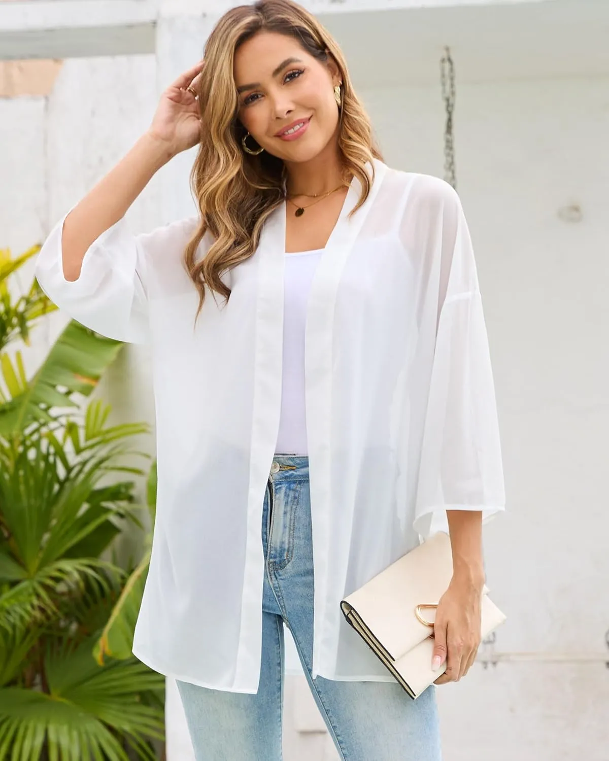 Women's Summer Kimono Cardigans Light Thin Beach Vacation Cover Up Casual Blouse Tops