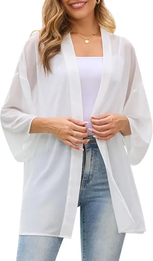 Women's Summer Kimono Cardigans Light Thin Beach Vacation Cover Up Casual Blouse Tops
