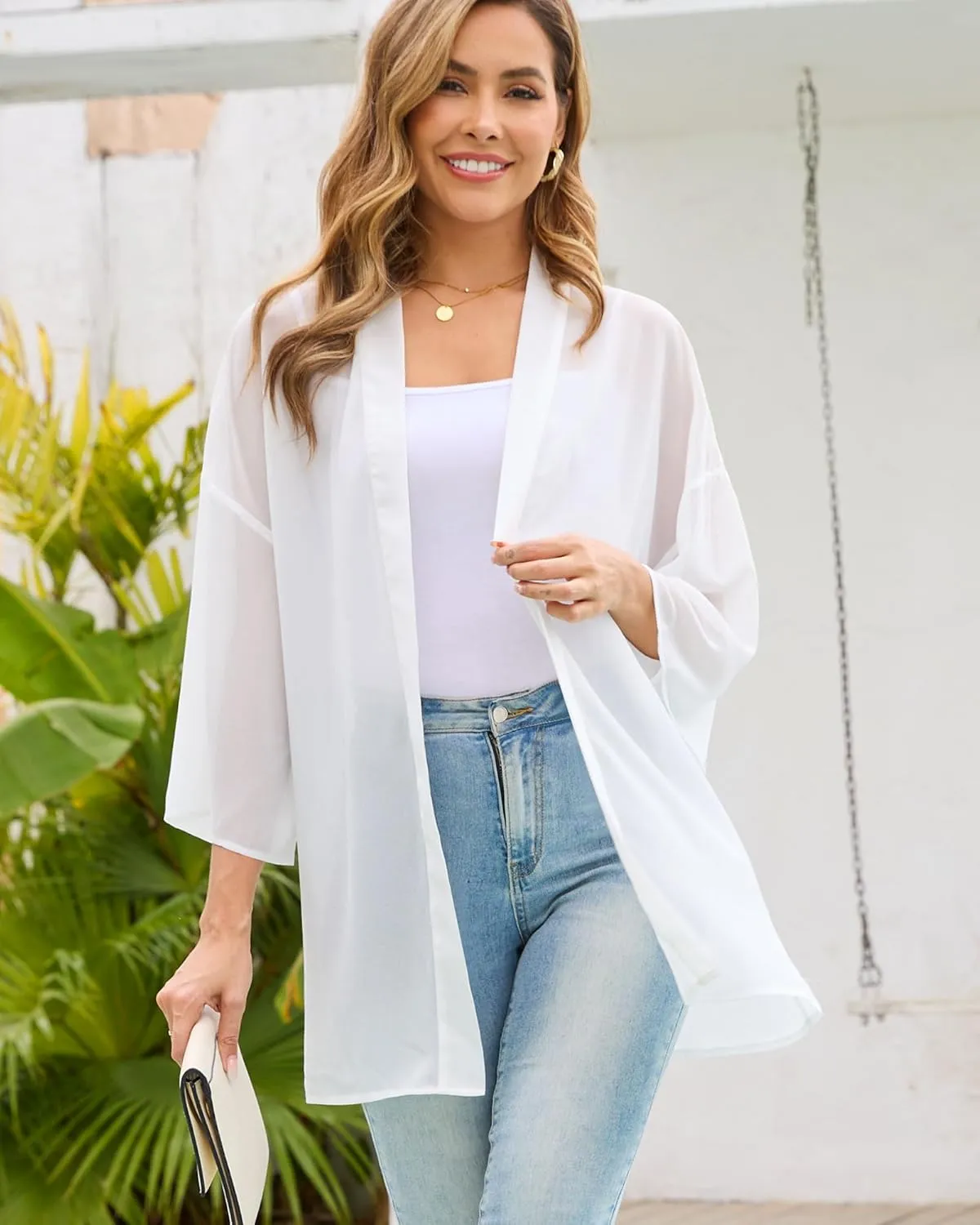 Women's Summer Kimono Cardigans Light Thin Beach Vacation Cover Up Casual Blouse Tops