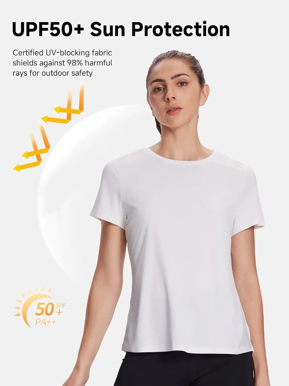 Women's UPF50  Mesh Workout Top - Soft Breathable Crew Neck Short Sleeve for Yoga Gym & Casual Summer Athletic