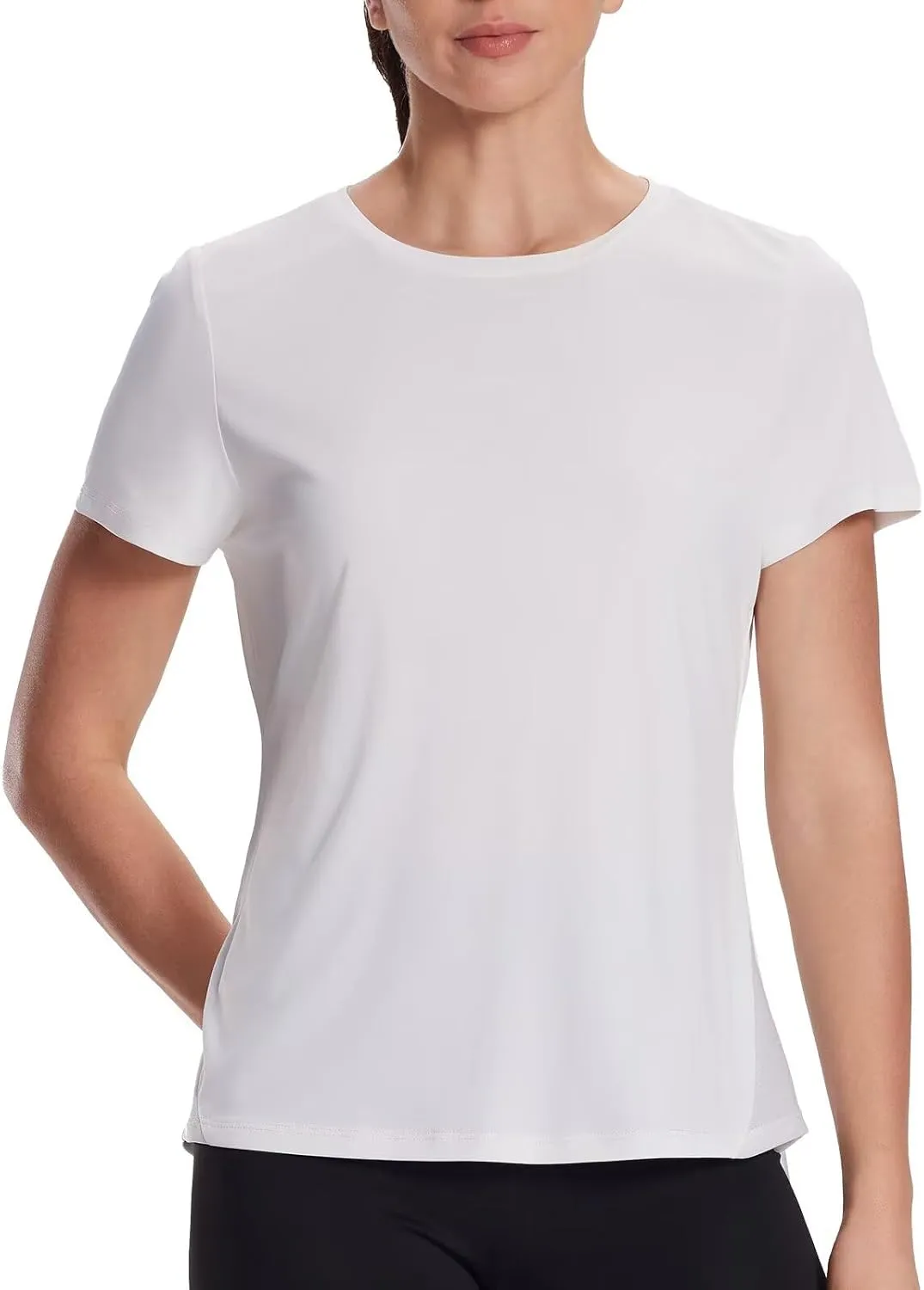 Women's UPF50  Mesh Workout Top - Soft Breathable Crew Neck Short Sleeve for Yoga Gym & Casual Summer Athletic