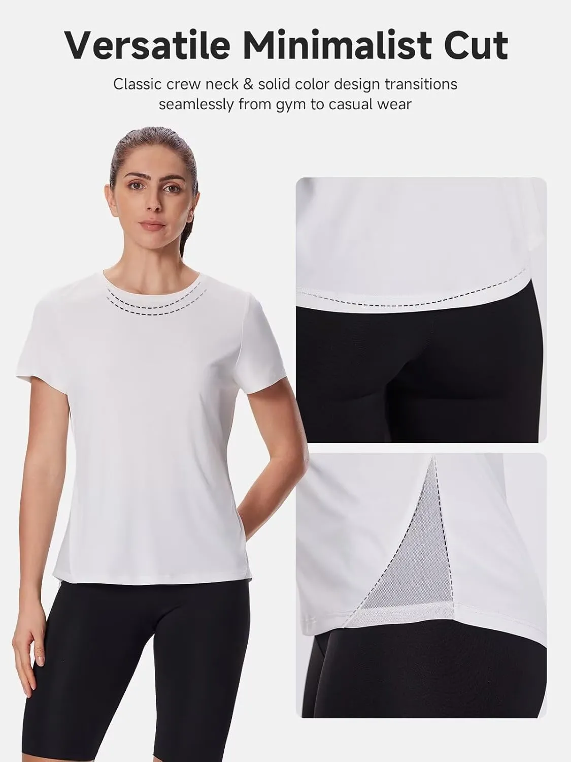 Women's UPF50  Mesh Workout Top - Soft Breathable Crew Neck Short Sleeve for Yoga Gym & Casual Summer Athletic