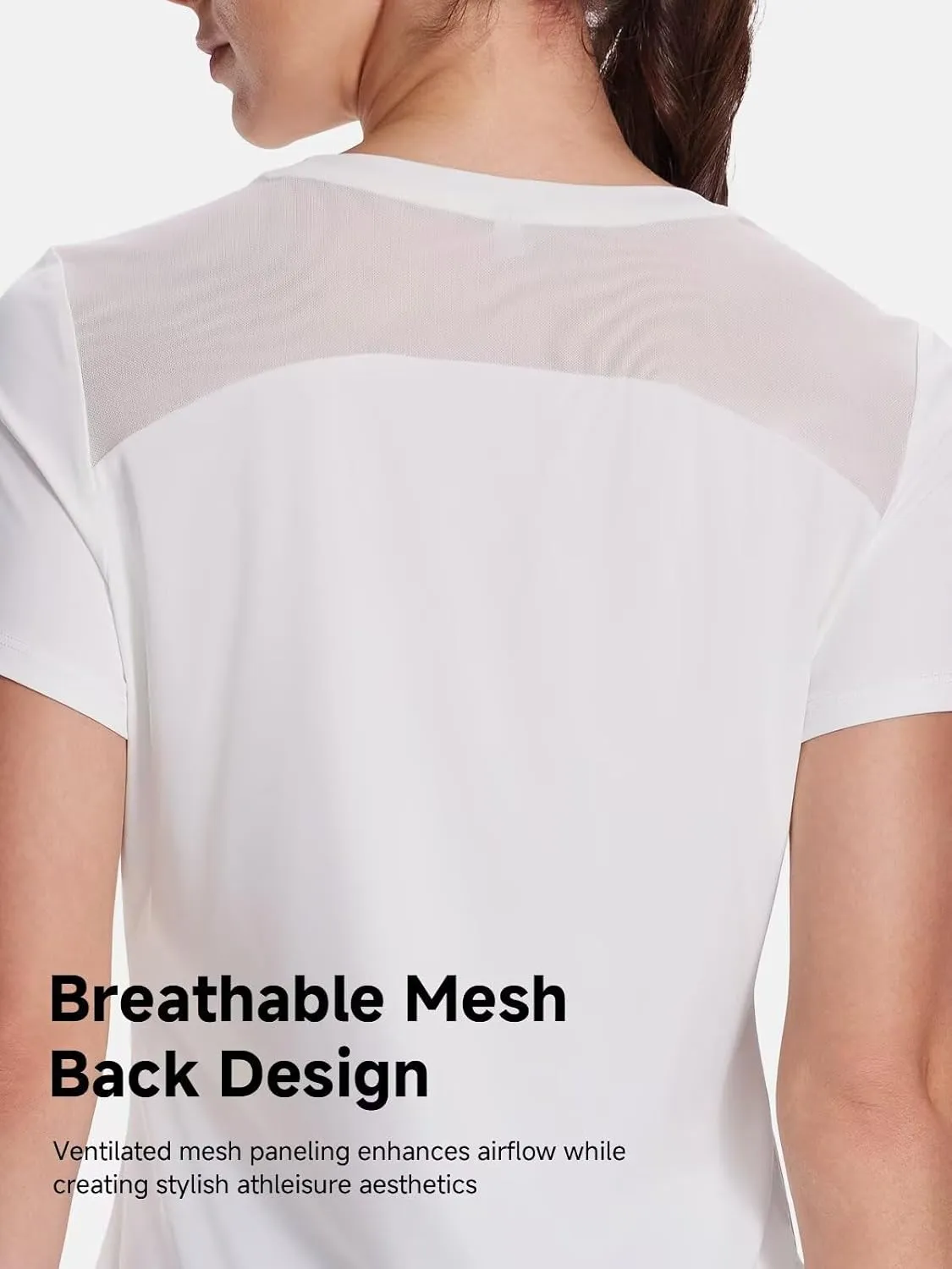 Women's UPF50  Mesh Workout Top - Soft Breathable Crew Neck Short Sleeve for Yoga Gym & Casual Summer Athletic
