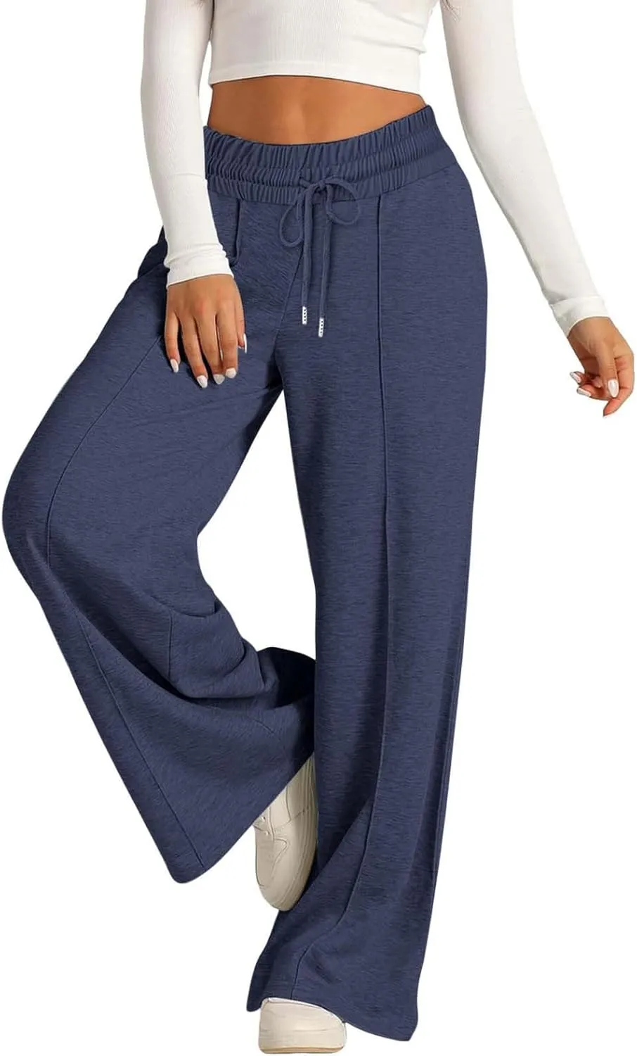 Womens Wide Leg Sweatpants High Waist Baggy Straight Leg Casual Drawstring Running Joggers Pants with Pockets