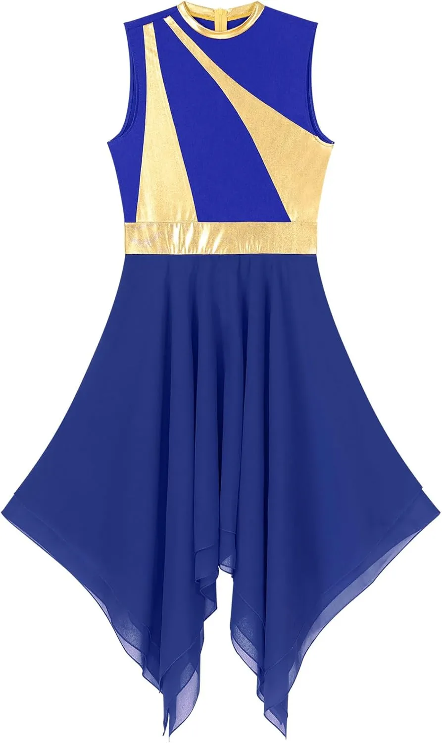 Womens Worship Praise Dance Pullover Vest Sleeveless Color Block Tunic Irregular Hem Liturgical Lyrical Dance Dress