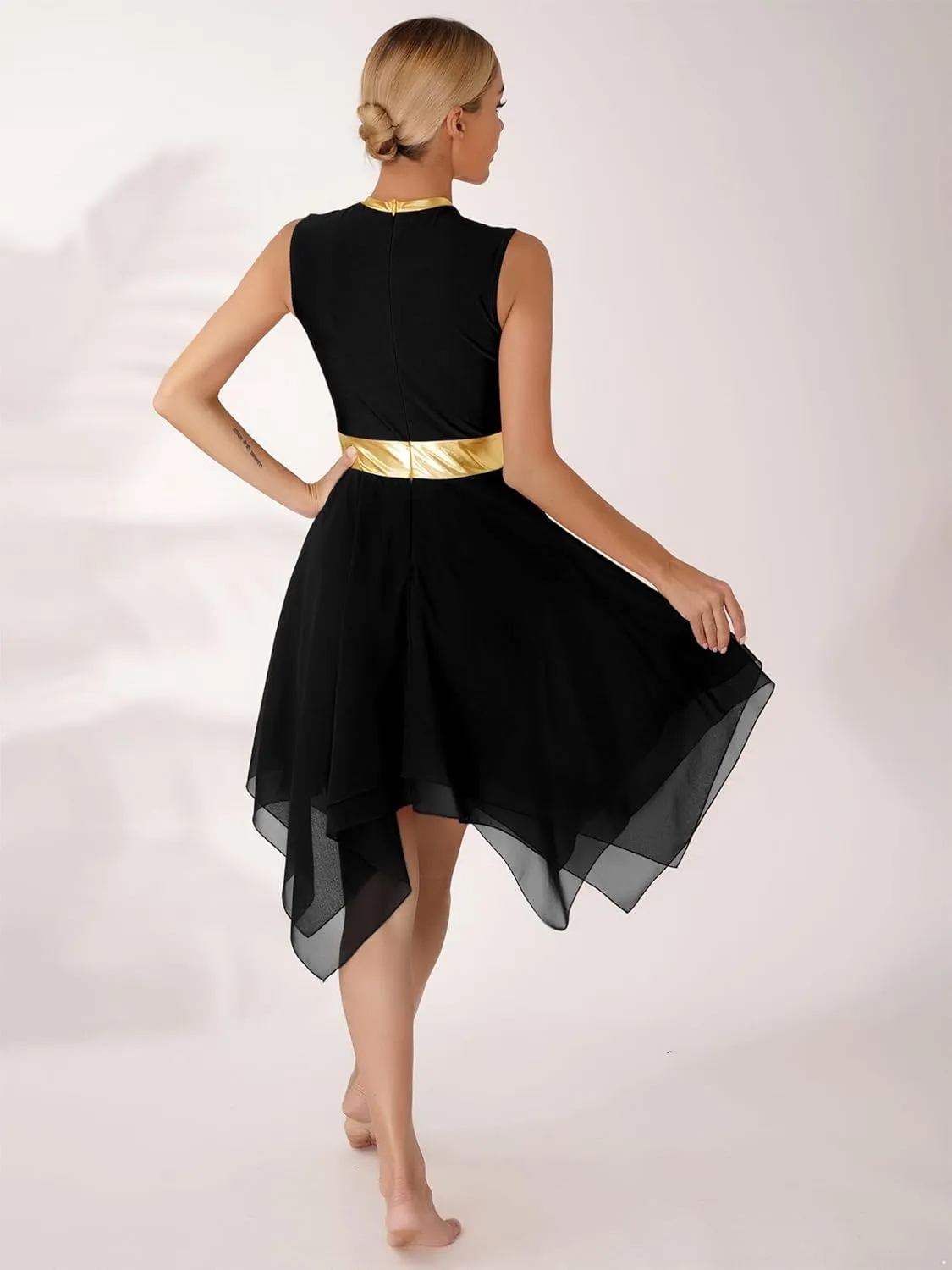 Womens Worship Praise Dance Pullover Vest Sleeveless Color Block Tunic Irregular Hem Liturgical Lyrical Dance Dress