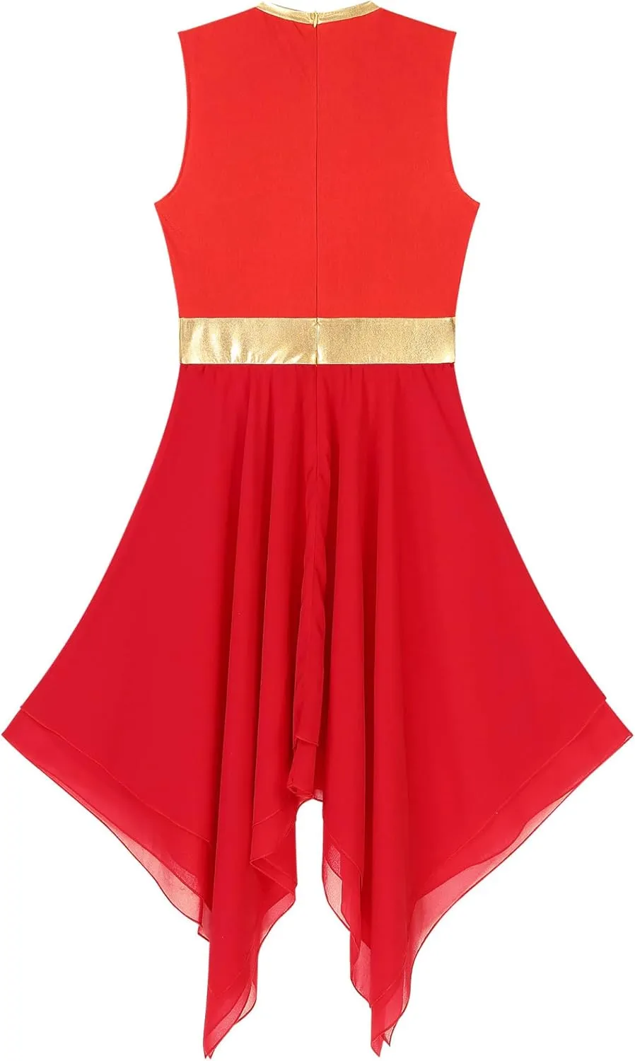 Womens Worship Praise Dance Pullover Vest Sleeveless Color Block Tunic Irregular Hem Liturgical Lyrical Dance Dress