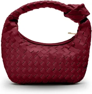 Woven Bag for Women - Woven Purses - Small Hobo Bags - Fashion Knotted Top Handle Handbags Clutch - Soft Vegan Leather