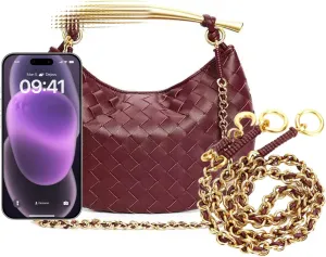 Woven leather chains, dumpling buns, metal handles, handbags, women's wallets, homeless people's bags, and knotted