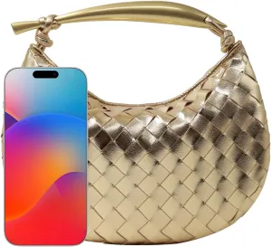 Woven Leather Dumpling Bag Dinner Handbag For Women Purse Hobo Bag Knotted