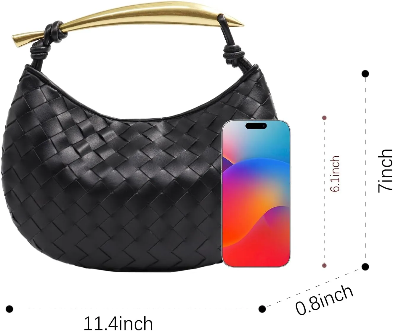 Woven Leather Dumpling Bag Dinner Handbag For Women Purse Hobo Bag Knotted