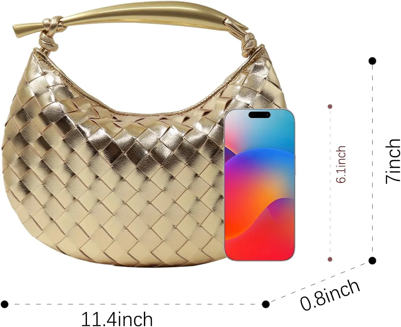 Woven Leather Dumpling Bag Dinner Handbag For Women Purse Hobo Bag Knotted