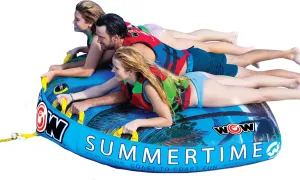WOW Sports Summertime 1 2 or 3 Person Inflatable Towable Deck Tube for Boating, 8200P-10-3