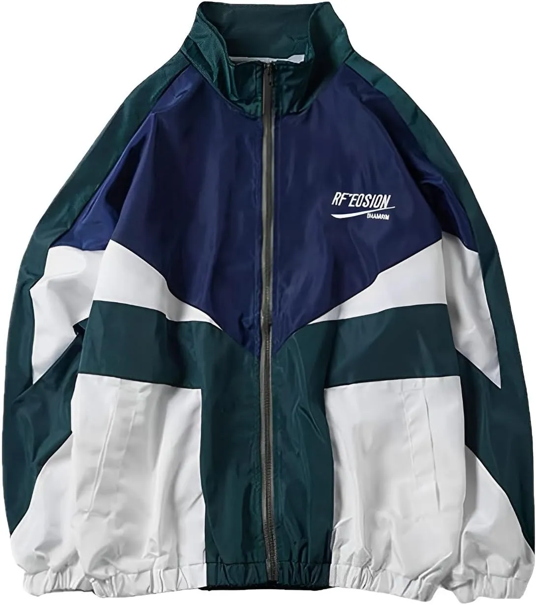 Wyeysyt Women's Y2k Jacket Zip Up Lightweight Windbreaker Jacket Varsity Oversized Sport Jacket Y2k Clothing 90s Jacket