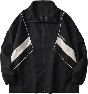 Wyeysyt Women's Y2k Jacket Zip Up Lightweight Windbreaker Jacket Varsity Oversized Sport Jacket Y2k Clothing 90s Jacket