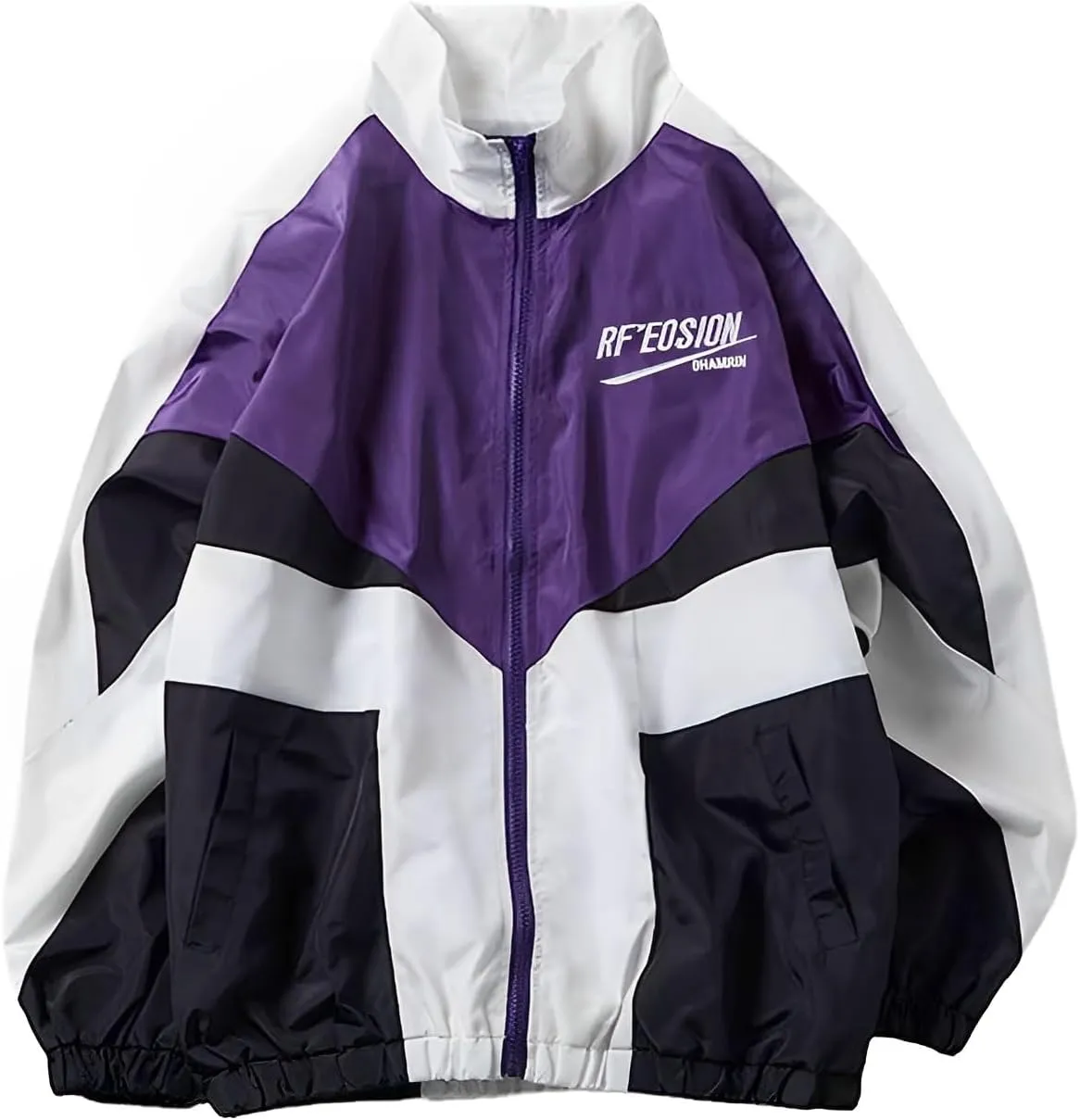 Wyeysyt Women's Y2k Jacket Zip Up Lightweight Windbreaker Jacket Varsity Oversized Sport Jacket Y2k Clothing 90s Jacket