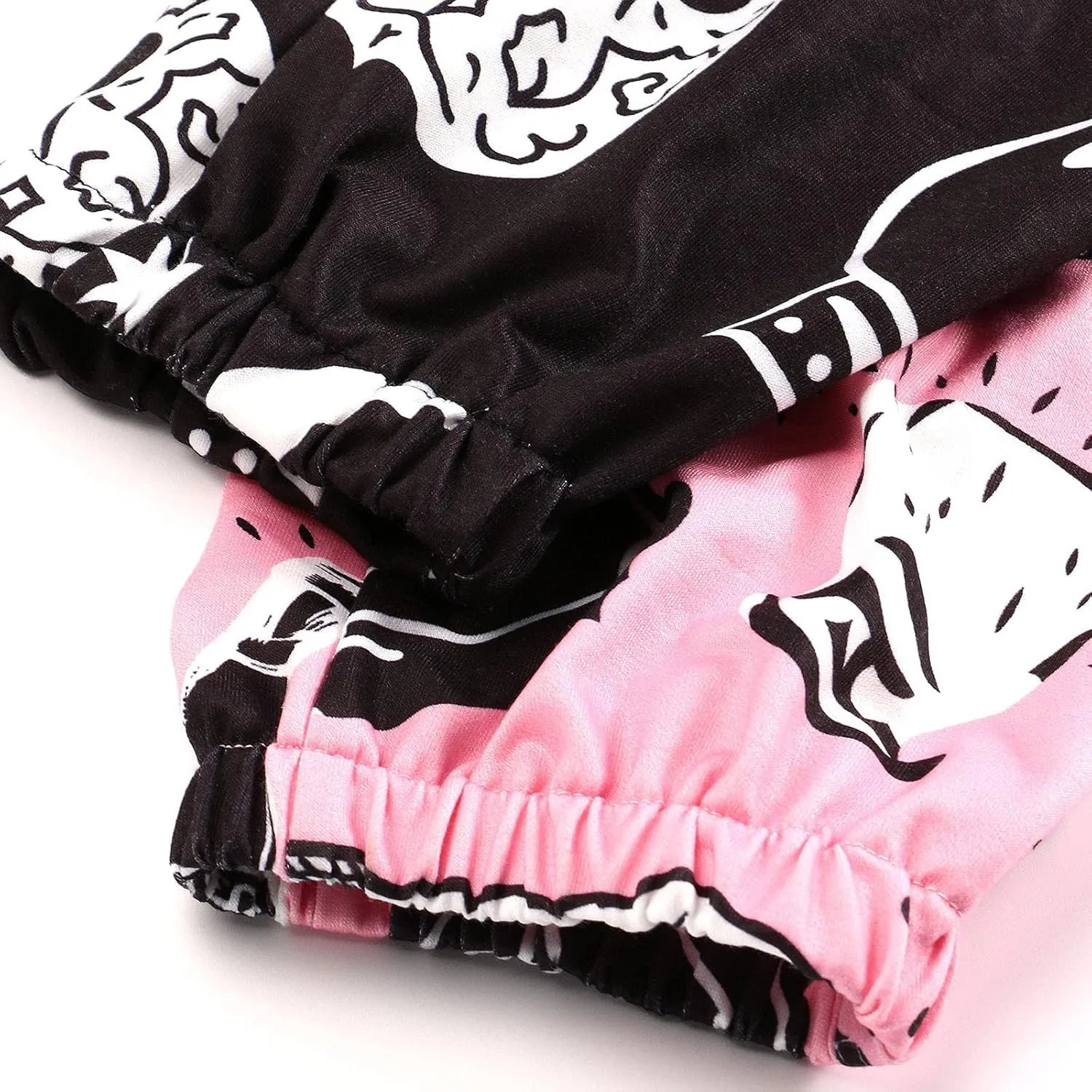 XFLnaraz Women's Fashion Printed Jogger Pants Elastic Waist Color Block Street Loose Sweatpants with Pockets