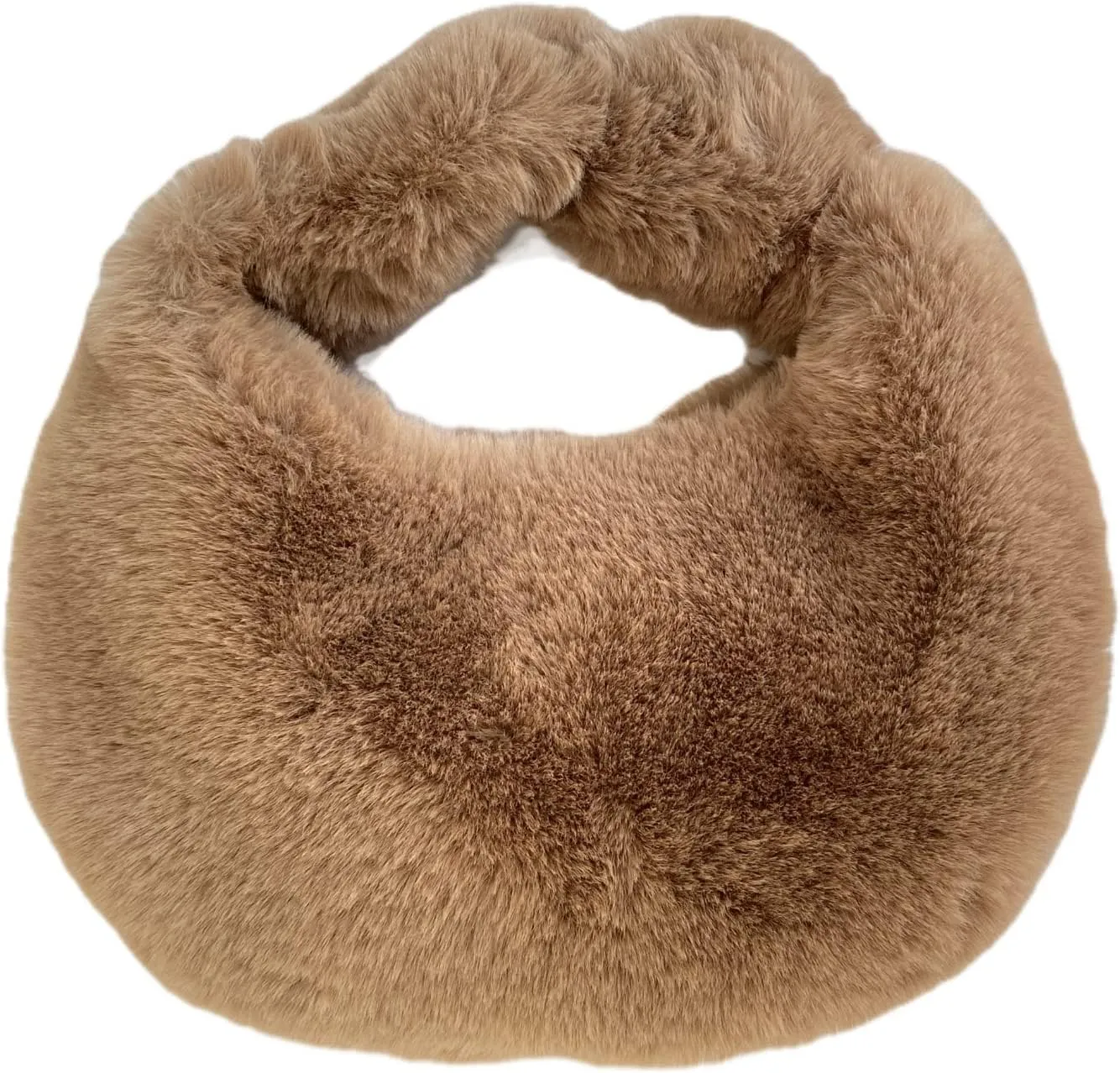 XPONNI Fuzzy Dumpling Bag, Cute Fluffy Bags, Cute Mini Handbags, Faux Fur Bag with Zipper, Soft Knotted Bag