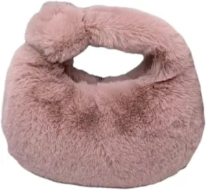 XPONNI Fuzzy Dumpling Bag, Cute Fluffy Bags, Cute Mini Handbags, Faux Fur Bag with Zipper, Soft Knotted Bag