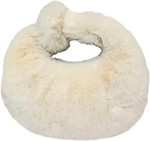 XPONNI Fuzzy Dumpling Bag, Cute Fluffy Bags, Cute Mini Handbags, Faux Fur Bag with Zipper, Soft Knotted Bag