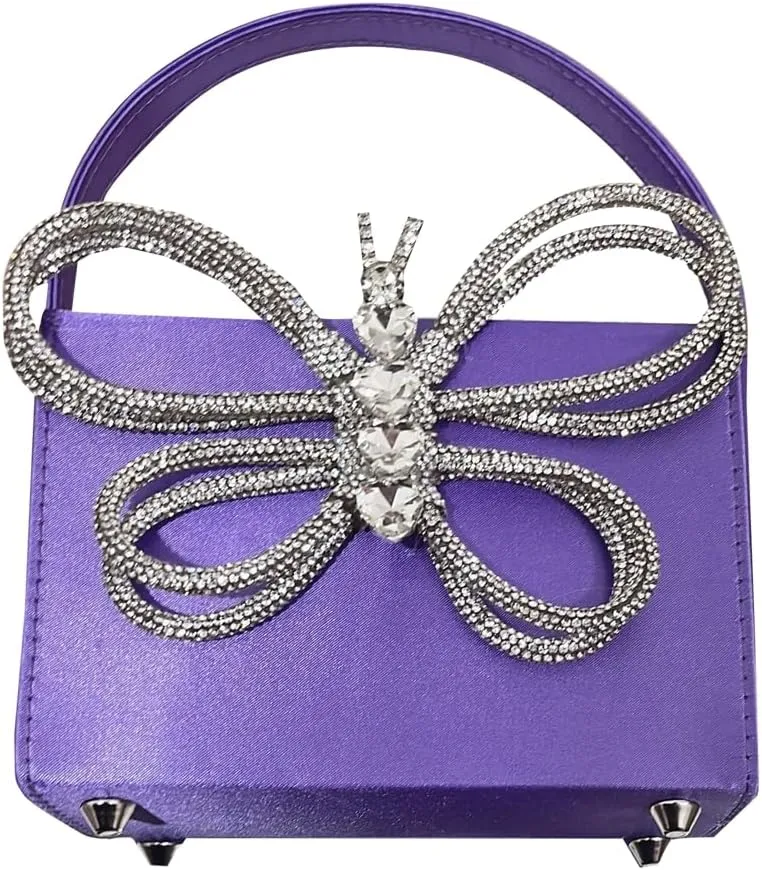 XXGJOALD-Evening Bag Clutch Purses for Women Butterfly Rhinestones Tote Bag Purse Sparkling Butterfly Handbag Tote Evening Bags