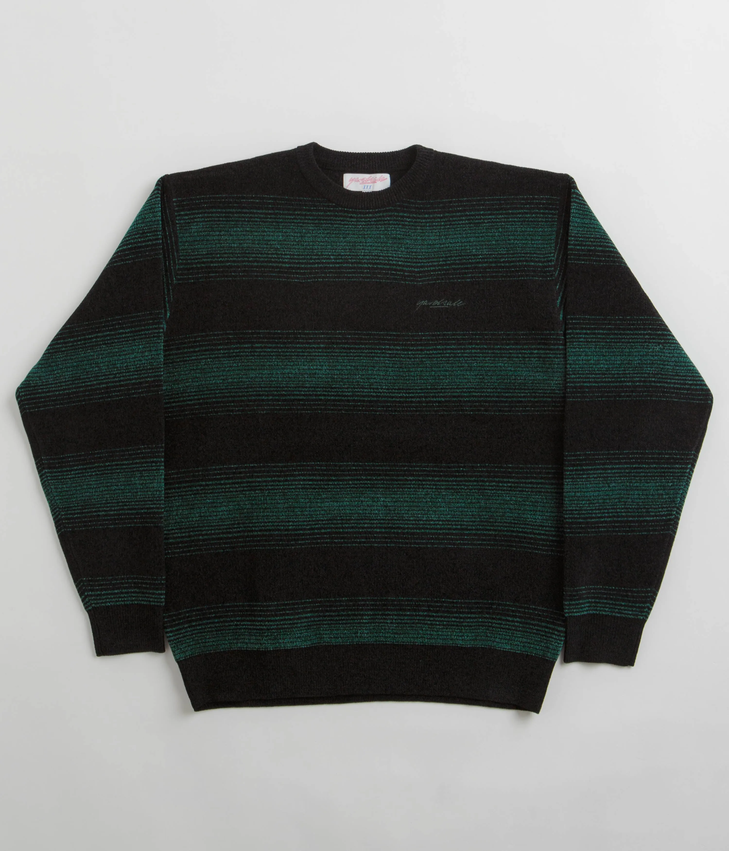 Yardsale Ripple Chenille Crewneck Sweatshirt - Green / Black