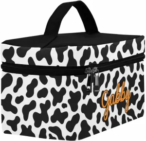 YESCUSTOM Personalized Makeup Bag Cosmetic Bag for Women Cosmetic Travel Makeup Bag, Cow Print Large Travel Toiletry Bag for Girls Make Up Bag Brush Bags Reusable Toiletry Bag