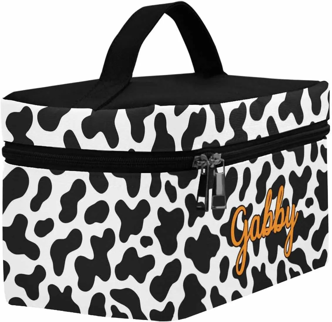 YESCUSTOM Personalized Makeup Bag Cosmetic Bag for Women Cosmetic Travel Makeup Bag, Cow Print Large Travel Toiletry Bag for Girls Make Up Bag Brush Bags Reusable Toiletry Bag