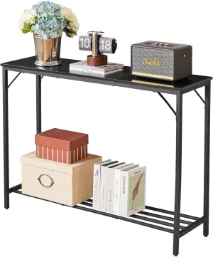 YMYNY Console Table, 42.1" Industrial Entryway Table, Narrow Sofa Table with Shelves, Couch Table for Entryway, Hallway, Living Room, Foyer, Office, Black UHST006B