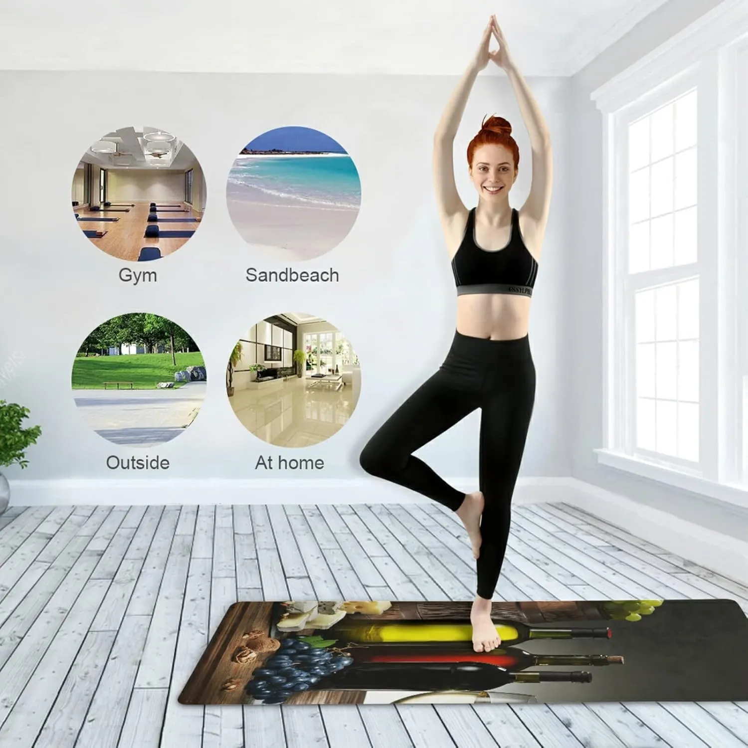 Yoga Mat Non Slip Rubber Fitness Safe Exercise Mat with Bag Durable Folding Workout Mat for Pilates and Floor Exercises