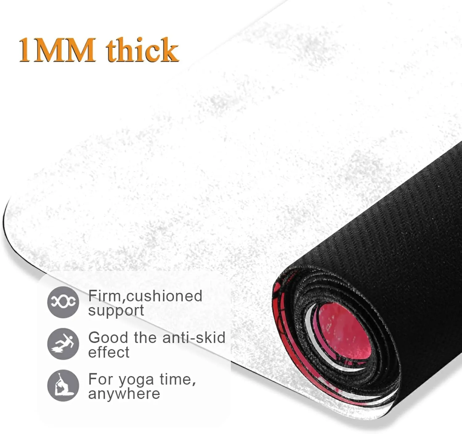 Yoga Mat Non Slip Rubber Fitness Safe Exercise Mat with Bag Durable Folding Workout Mat for Pilates and Floor Exercises