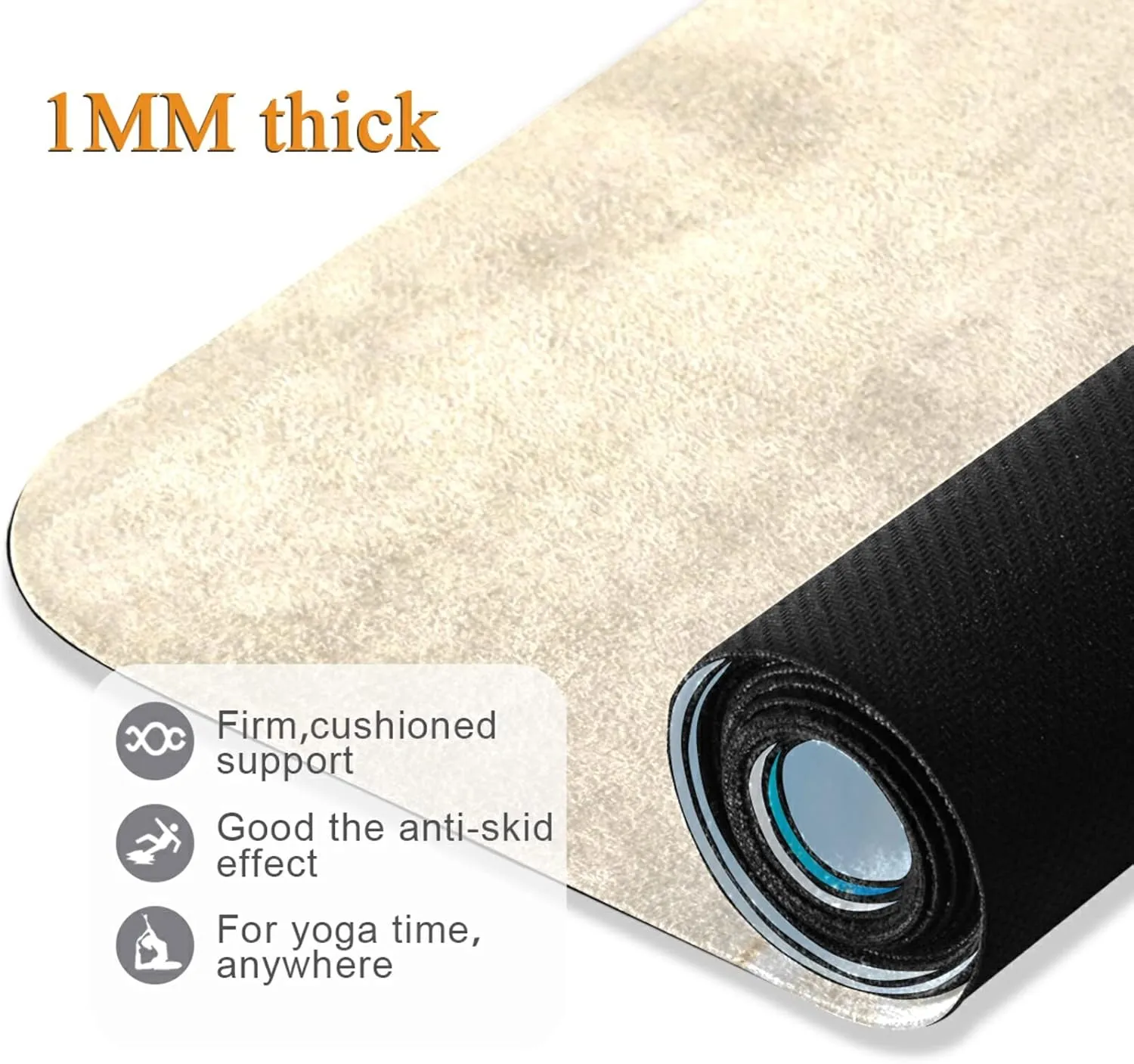 Yoga Mat Non Slip Rubber Fitness Safe Exercise Mat with Bag Durable Folding Workout Mat for Pilates and Floor Exercises