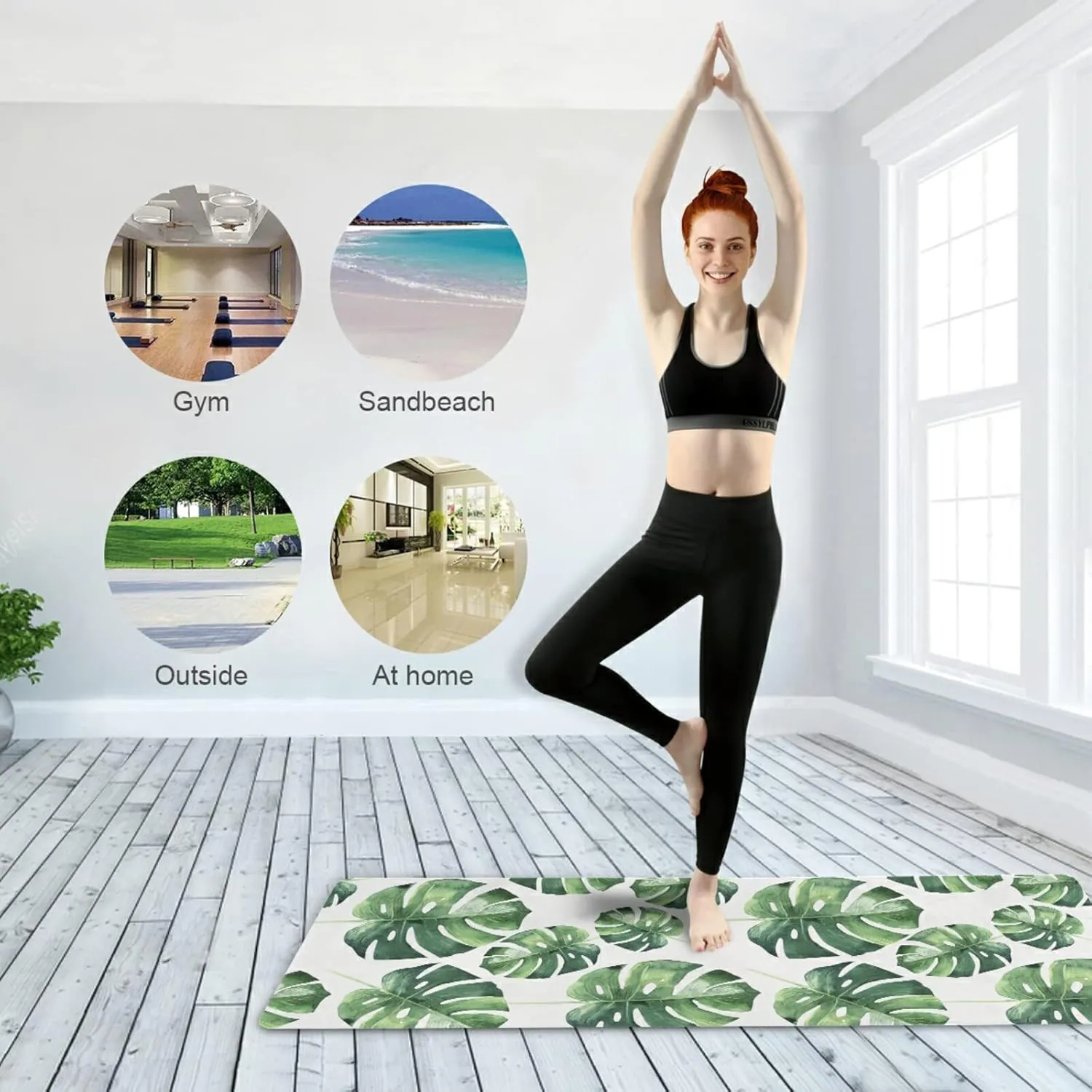 Yoga Mat Non Slip Rubber Fitness Safe Exercise Mat with Bag Durable Folding Workout Mat for Pilates and Floor Exercises