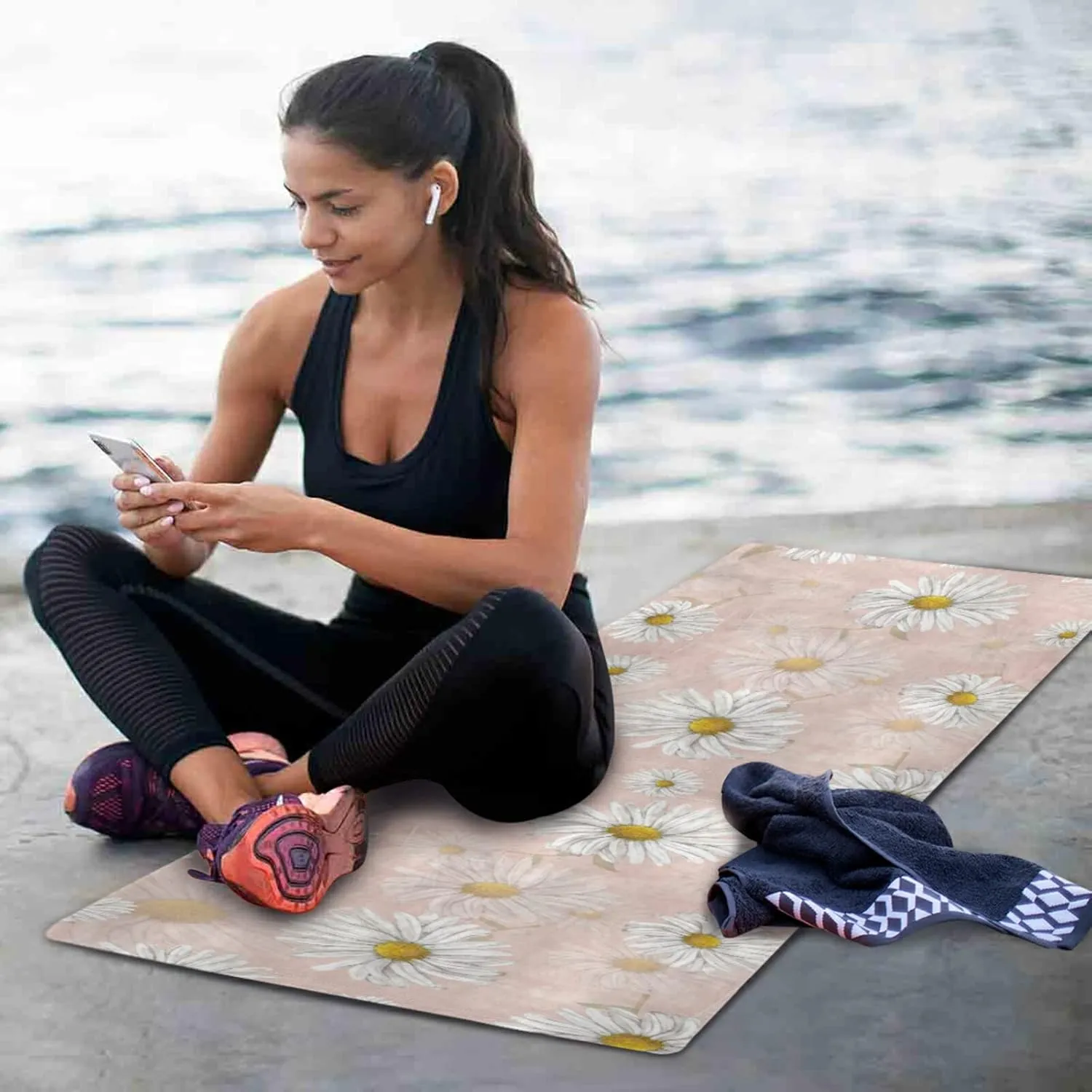 Yoga Mat Non Slip Rubber Fitness Safe Exercise Mat with Bag Durable Folding Workout Mat for Pilates and Floor Exercises