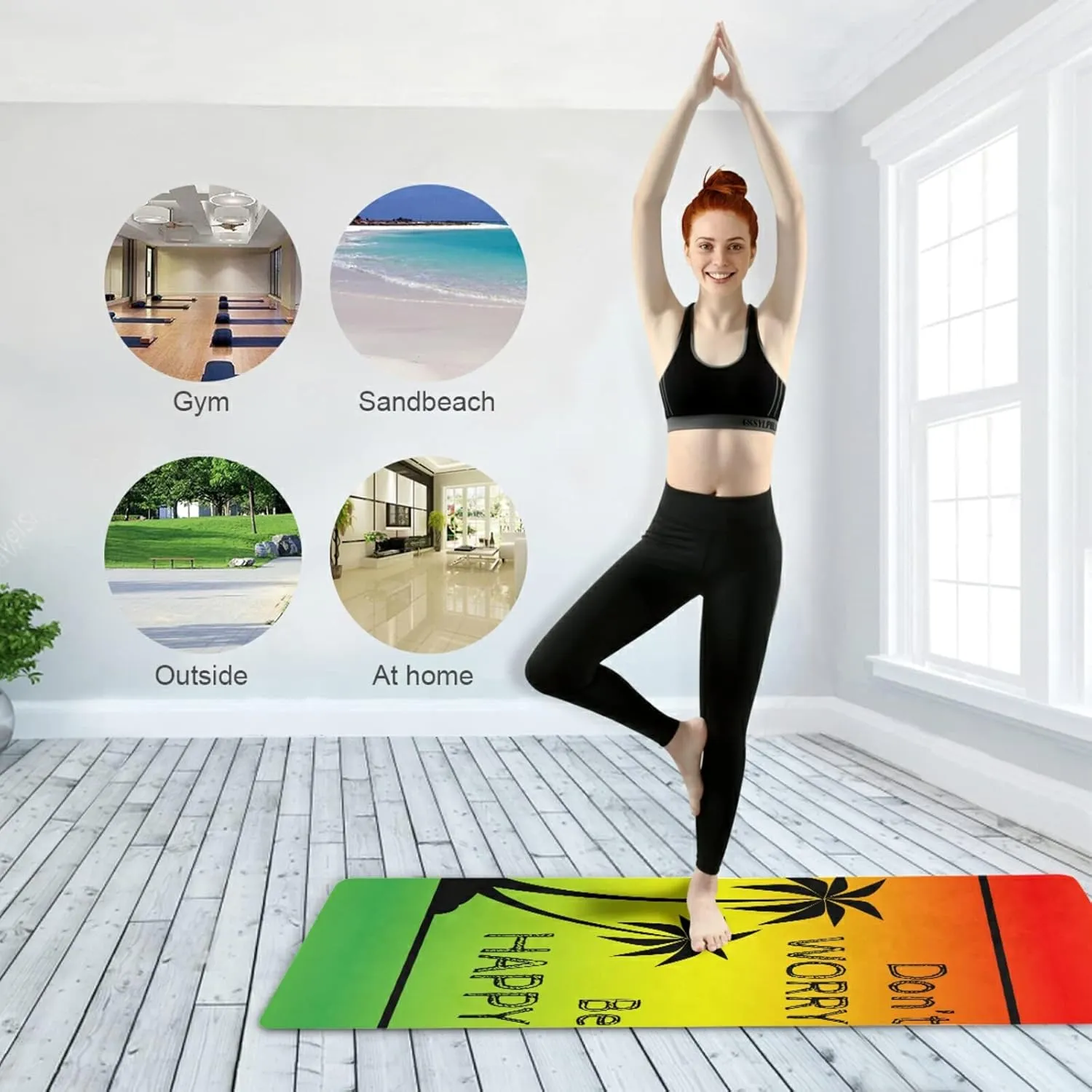 Yoga Mat Non Slip Rubber Fitness Safe Exercise Mat with Bag Durable Folding Workout Mat for Pilates and Floor Exercises