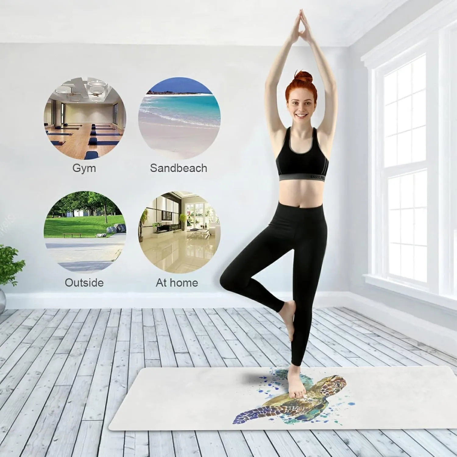 Yoga Mat Non Slip Rubber Fitness Safe Exercise Mat with Bag Durable Folding Workout Mat for Pilates and Floor Exercises