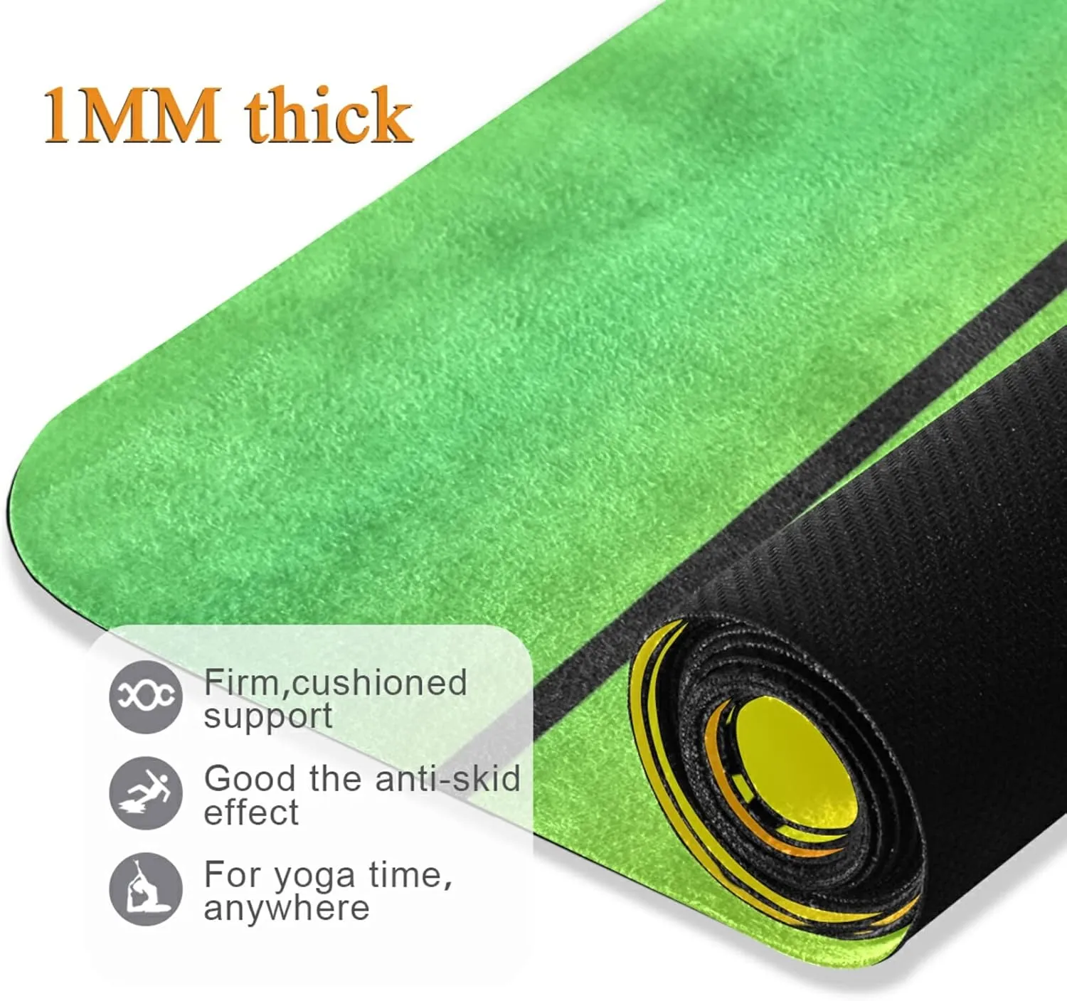 Yoga Mat Non Slip Rubber Fitness Safe Exercise Mat with Bag Durable Folding Workout Mat for Pilates and Floor Exercises