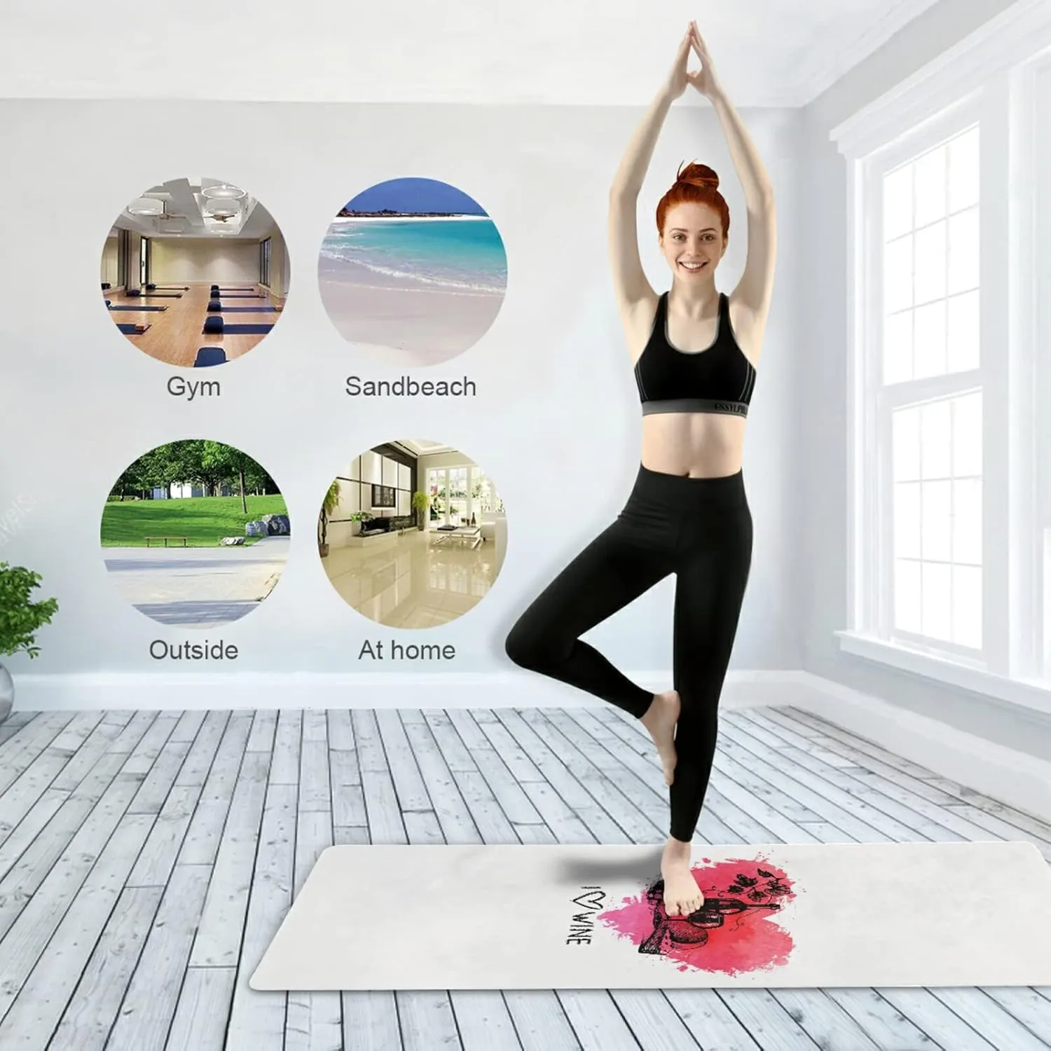 Yoga Mat Non Slip Rubber Fitness Safe Exercise Mat with Bag Durable Folding Workout Mat for Pilates and Floor Exercises
